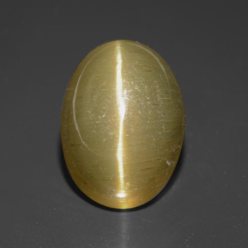 Oeil de chat Apatite Jaune marron naturelle Coupe ovale, 5.08 ct, Translucide