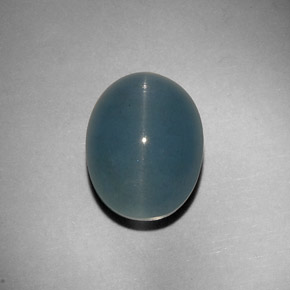 Cat's eye aquamarine vert naturelle coupe ovale, 11,25 ct, translucide