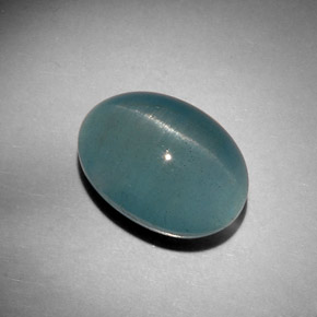 Cat's eye aquamarine vert naturelle coupe ovale, 12,46 ct, translucide