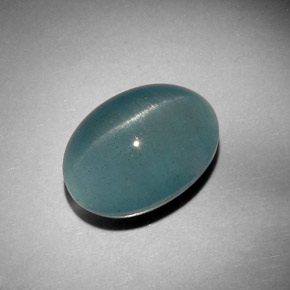 Cat's eye aquamarine vert naturelle coupe ovale, 12,46 ct, translucide