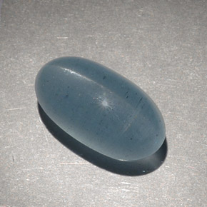 Cat's eye aquamarine vert naturelle coupe ovale, 9,28 ct, translucide