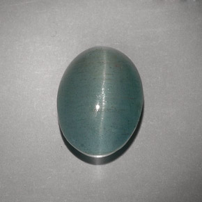 Oeil de Chat Aigue-Marine Bleu vert naturelle Transparent, 6.63 ct, Transparent / Translucide