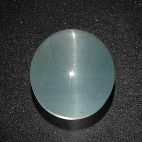 Oeil de Chat Aigue-Marine Bleu vert naturelle Coupe ovale, 13.28 ct, Translucide
