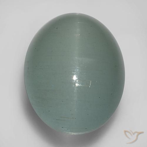 Oeil de Chat Aigue-Marine Bleu vert léger naturelle ovale, 30.03 ct, Translucide