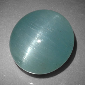 Cat's eye aquamarine vert naturelle coupe ovale, 12,01 ct, translucide