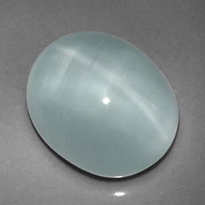 Cat's eye aquamarine vert naturelle transparent, 8,02 ct, transparent / translucide
