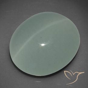 Oeil de Chat Aigue-Marine Gray Forest Green naturelle Coupe ovale, 25.56 ct, Translucide