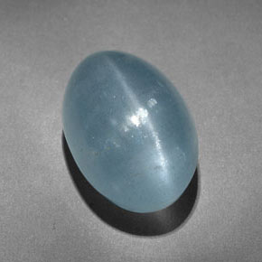 Cat's eye aquamarine vert naturelle coupe ovale, 10,31 ct, translucide