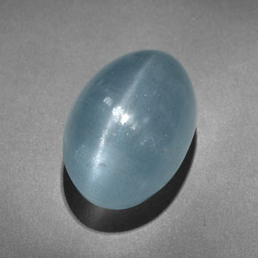 Cat's eye aquamarine vert naturelle coupe ovale, 10,31 ct, translucide