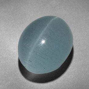 Oeil de Chat Aigue-Marine Bleu vert naturelle ovale, 13.71 ct, Translucide