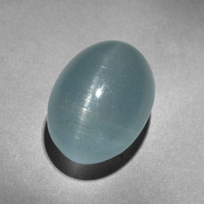 Oeil de Chat Aigue-Marine Bleu vert naturelle ovale, 10.10 ct, Translucide