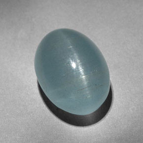 Oeil de Chat Aigue-Marine Bleu vert naturelle ovale, 10.10 ct, Translucide