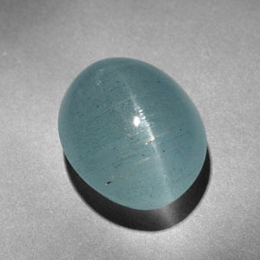 Oeil de Chat Aigue-Marine Bleu vert naturelle Coupe ovale, 9.64 ct, Translucide