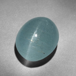 Oeil de Chat Aigue-Marine Bleu vert naturelle Coupe ovale, 9.64 ct, Translucide