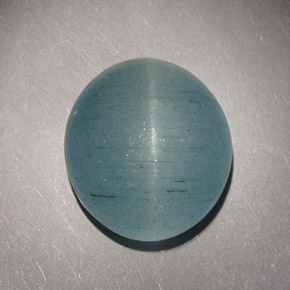 Cat's eye aquamarine vert naturelle coupe ovale, 7,21 ct, translucide