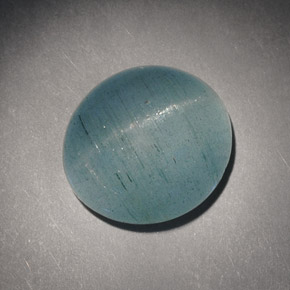 Cat's eye aquamarine vert naturelle coupe ovale, 7,21 ct, translucide