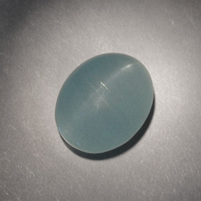 Cat's eye aquamarine vert naturelle coupe ovale, 4,98 ct, translucide