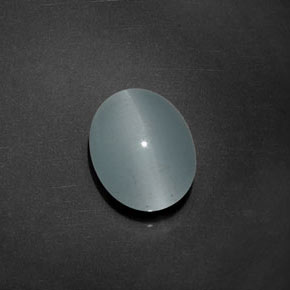Cat's eye aquamarine bleue naturelle coupe ovale, 5,17 ct, transparent