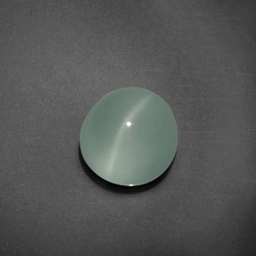 Oeil de Chat Aigue-Marine Vert bleu naturelle Coupe roude, 5.40 ct, Transparent