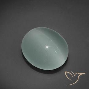 Aigue-marine œil de chat vert océan très clair naturelle coupe ovale, 20,64 ct, transparent