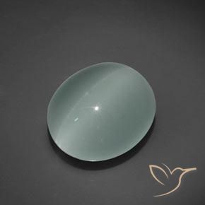 Aigue-marine œil de chat vert océan très clair naturelle coupe ovale, 20,64 ct, transparent