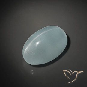 17.45ct Naturel Bleu-vert léger Oeil de Chat Aigue-Marine, ovale, Transparent