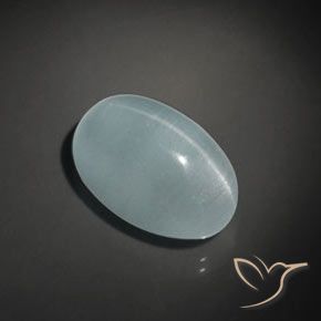 Oeil de Chat Aigue-Marine Bleu-vert léger naturelle ovale, 17.45 ct, Transparent
