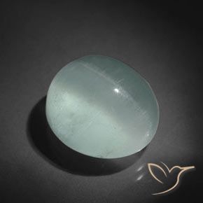 Oeil de Chat Aigue-Marine Vert océan très clair naturelle ovale, 15.50 ct, Transparent
