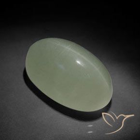 Oeil de Chat Aigue-Marine Vert jaunâtre naturelle ovale, 17.40 ct, Transparent
