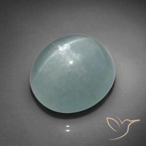 37.51ct Naturel Vert clair bleuâtre Oeil de Chat Aigue-Marine, ovale, Translucide