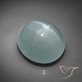 Oeil de Chat Aigue-Marine Vert clair bleuâtre naturelle ovale, 37.51 ct, Translucide