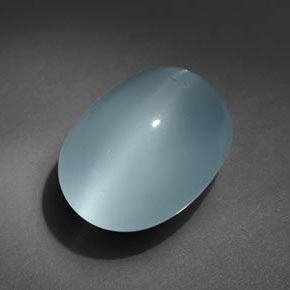Aigue-marine œil de chat bleue naturelle coupe ovale, 8,99 ct, transparent