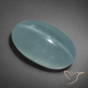 Oeil de Chat Aigue-Marine Vert bleuâtre naturelle ovale, 16.01 ct, Translucide