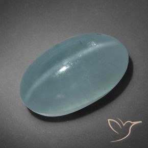 Oeil de Chat Aigue-Marine Vert bleuâtre naturelle ovale, 16.01 ct, Translucide