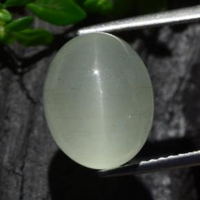 Cat's eye aquamarine vert naturelle coupe ovale, 7,13 ct, translucide