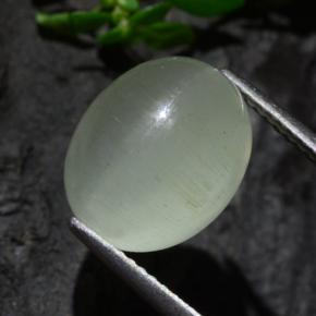 Cat's eye aquamarine vert naturelle coupe ovale, 7,13 ct, translucide