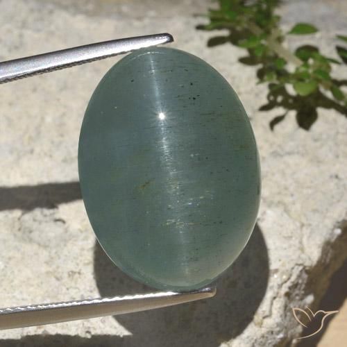 25.89ct Naturel Bleu vert léger Oeil de Chat Aigue-Marine, ovale, Translucide
