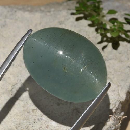 Oeil de Chat Aigue-Marine Bleu vert léger naturelle ovale, 25.89 ct, Translucide