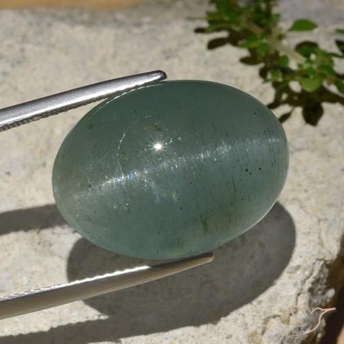 Oeil de Chat Aigue-Marine Bleu vert léger naturelle ovale, 25.89 ct, Translucide