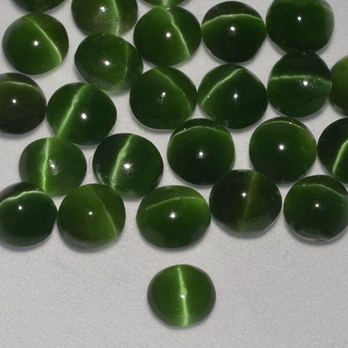 Augite œil de chat Vert foncé naturelle Tour, 0.34 ct, Translucide
