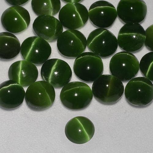 Augite œil de chat Vert foncé naturelle Tour, 0.34 ct, Translucide