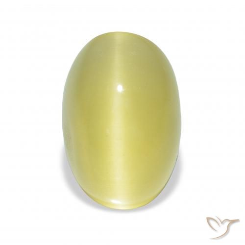 4.41ct Naturel Jaune verdâtre clair Béryl Œil de chat, ovale, Translucide