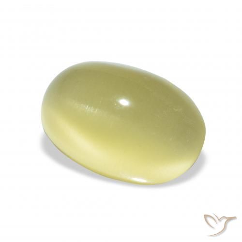 Béryl Œil de chat Jaune verdâtre clair naturelle ovale, 4.41 ct, Translucide