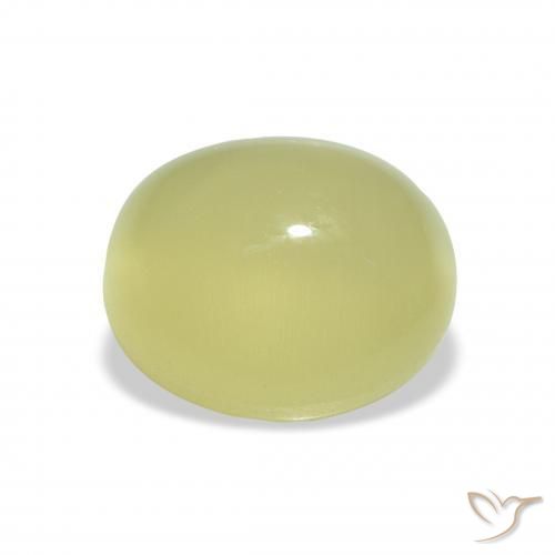 Béryl Œil de chat Vert lime pâle naturelle ovale, 5.07 ct, Translucide