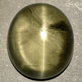 Cat's eye diaspore vert naturelle transparent, 8,18 ct, transparent / translucide