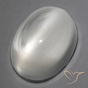 Pierre de lune œil de chat Blanc naturelle ovale, 1.38 ct, Transparent