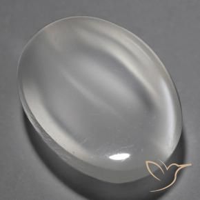 Pierre de lune œil de chat Blanc naturelle ovale, 1.38 ct, Transparent