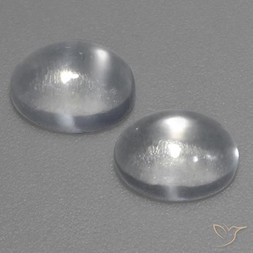 2.29ctw Naturel Blanc clair Pierre de lune œil de chat, ovale, Transparent