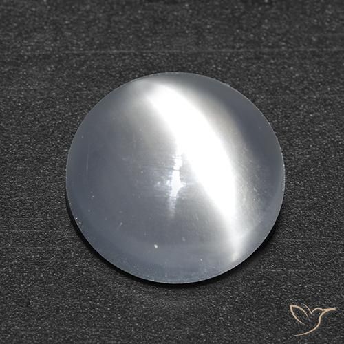 Pierre de lune œil de chat Blanc naturelle Coupe roude, 1.36 ct, Transparent