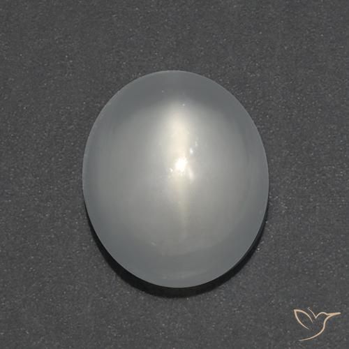 0.97ct Naturel Blanc Pierre de lune œil de chat, ovale, Transparent